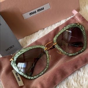 Miu Miu Green Glitter Sunnies